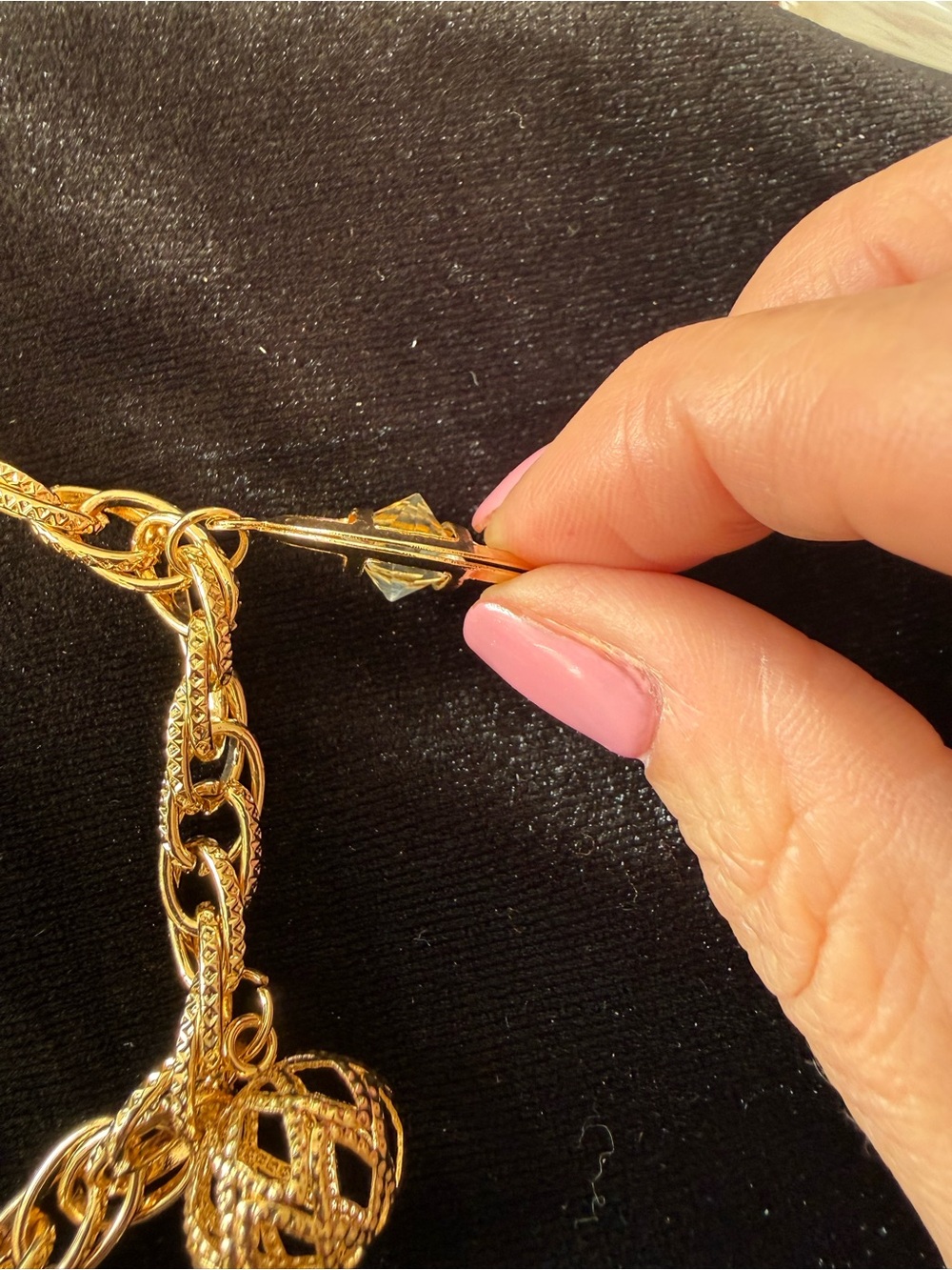 Hand Crafted Gold Charm Bracelet with Crystal Accents - Picture 6 of 7